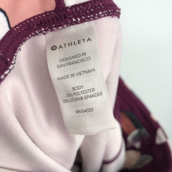 Athleta Floral Elation 7/8 Tight Athletic Leggings Womens Small Wine Purple Red - Picture 10 of 16